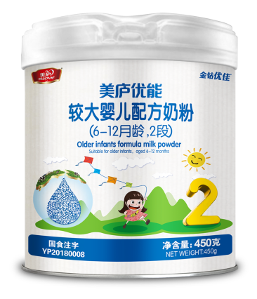 云顶集团3118acm优能较大婴儿配方奶粉450克-2段